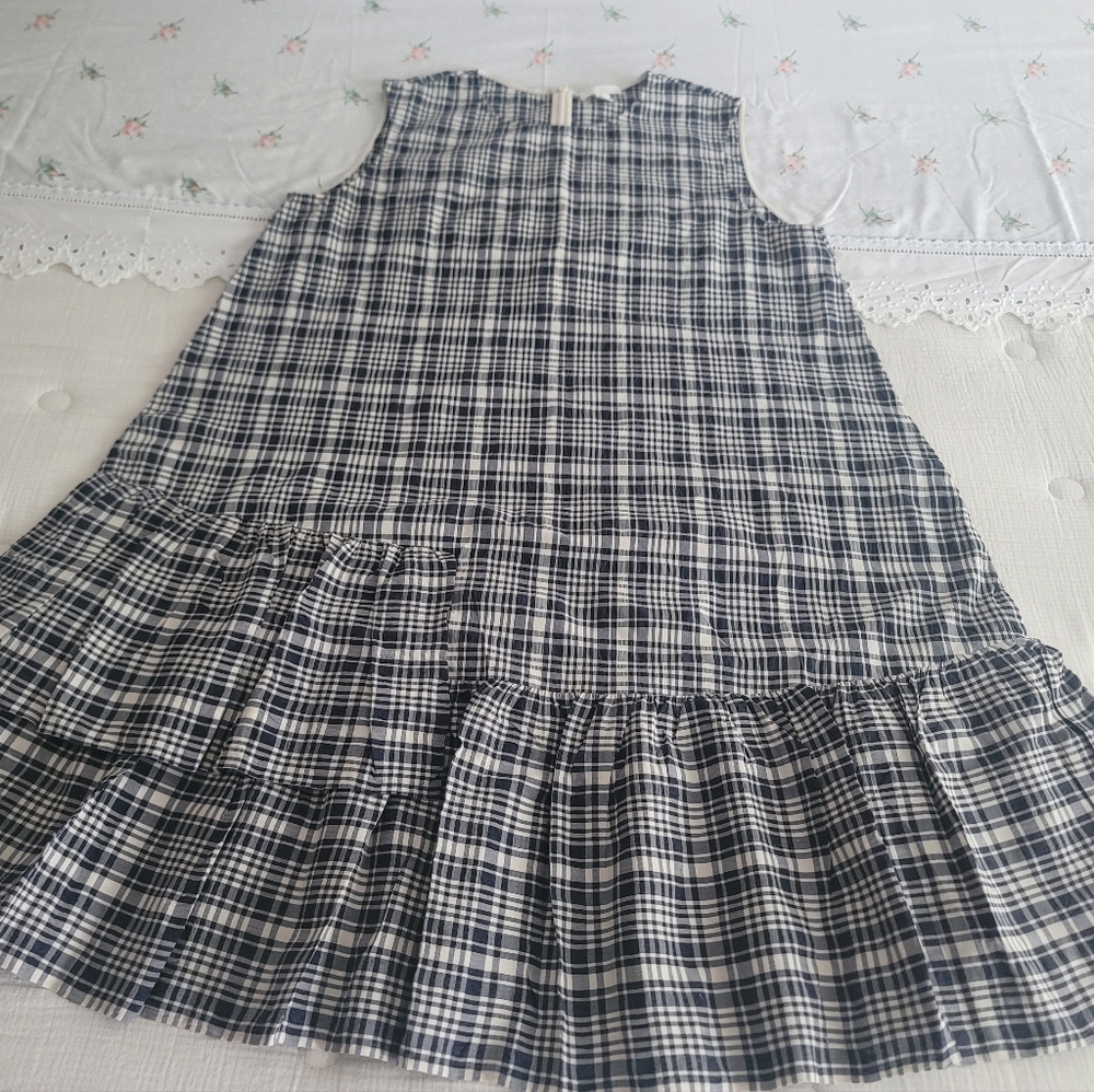 COS Plaid Sleeveless Seersucker, Dress With Hidden Pockets, Size 14